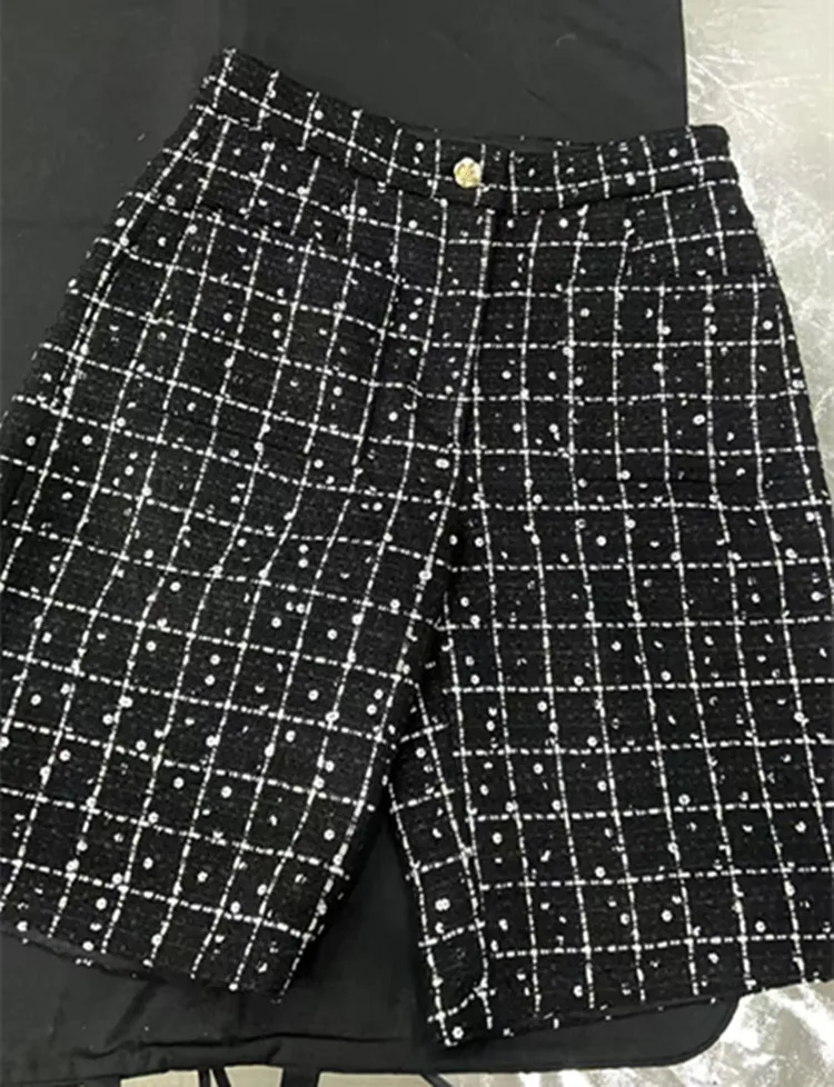 Customization European women's clothing - new summer styles 2026 Long-sleeved double-breasted tweed coat five-pocket pants set