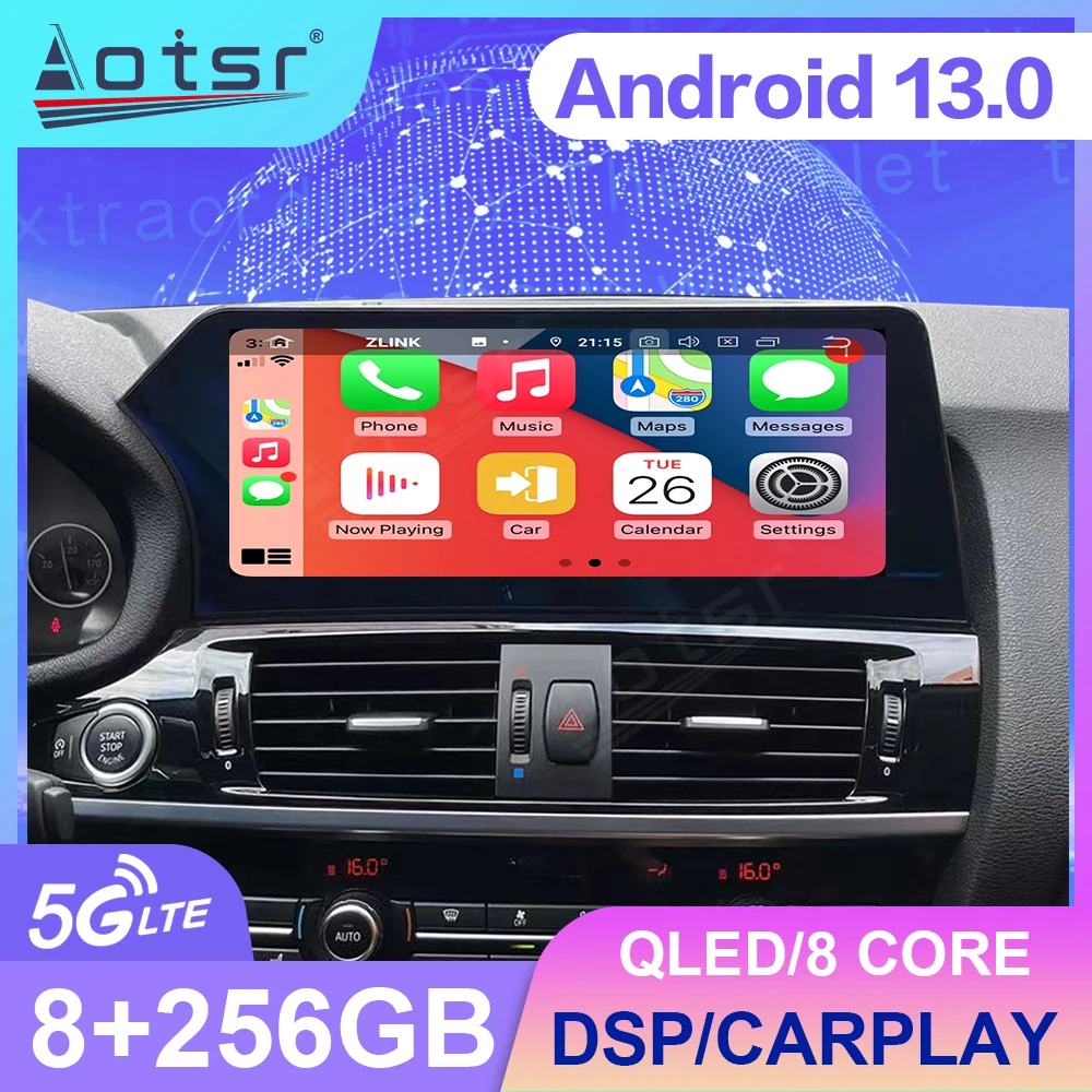 Wireless Apple CarPlay Android 13.0 Auto Car Multimedia For BMW X3 X4  F25 F26 2011-2017 CCC CIC Radio GPS 4G Car Radio