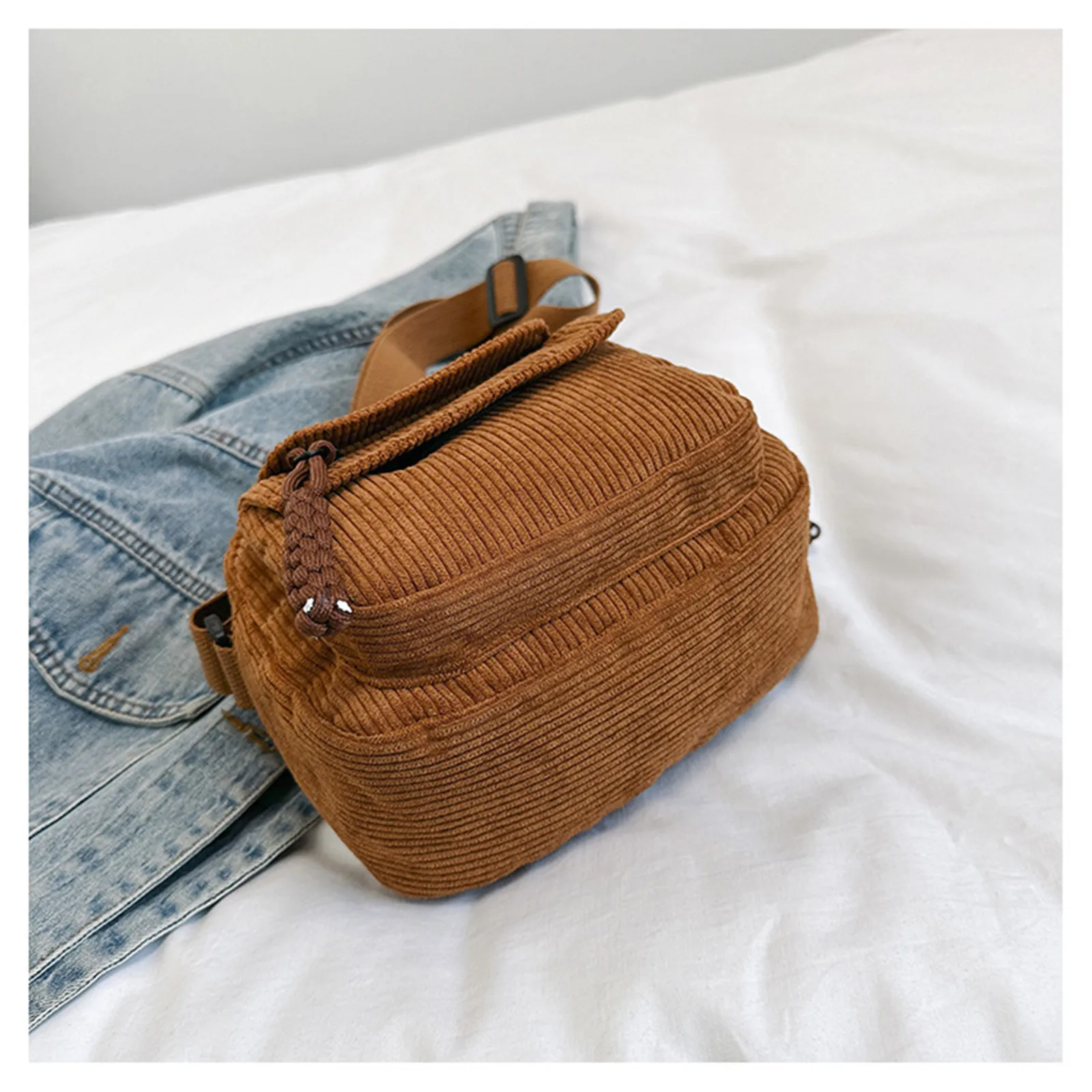 Teenager Tote Corduroy Corduroy Shoulder Bag Crossbody Bag Korean Messenger Bag For Teen Girls Campus Life Casual Outings