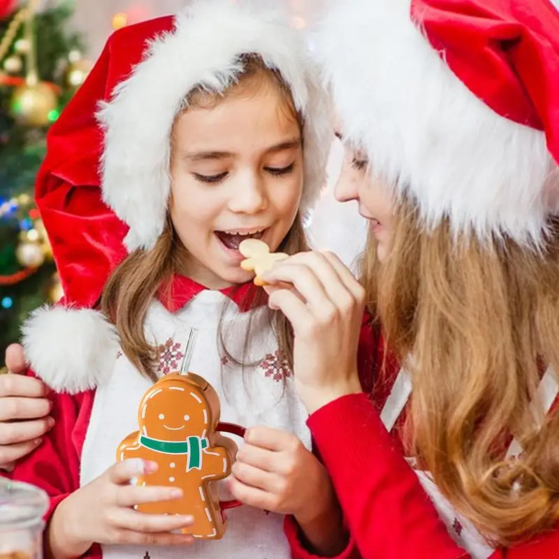 Christmas Coffee Mug Cute Gingerbread Novelty Mug With Lid 450ml Ceramic Christmas Coffee Cups Gingerbread Man Cup Aesthetic Mug