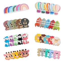 Mini cuentas de silicona de dibujos animados de animales, pulsera de grado alimenticio, accesorios de cadena de chupete, bricolaje, 10 piezas, gran oferta