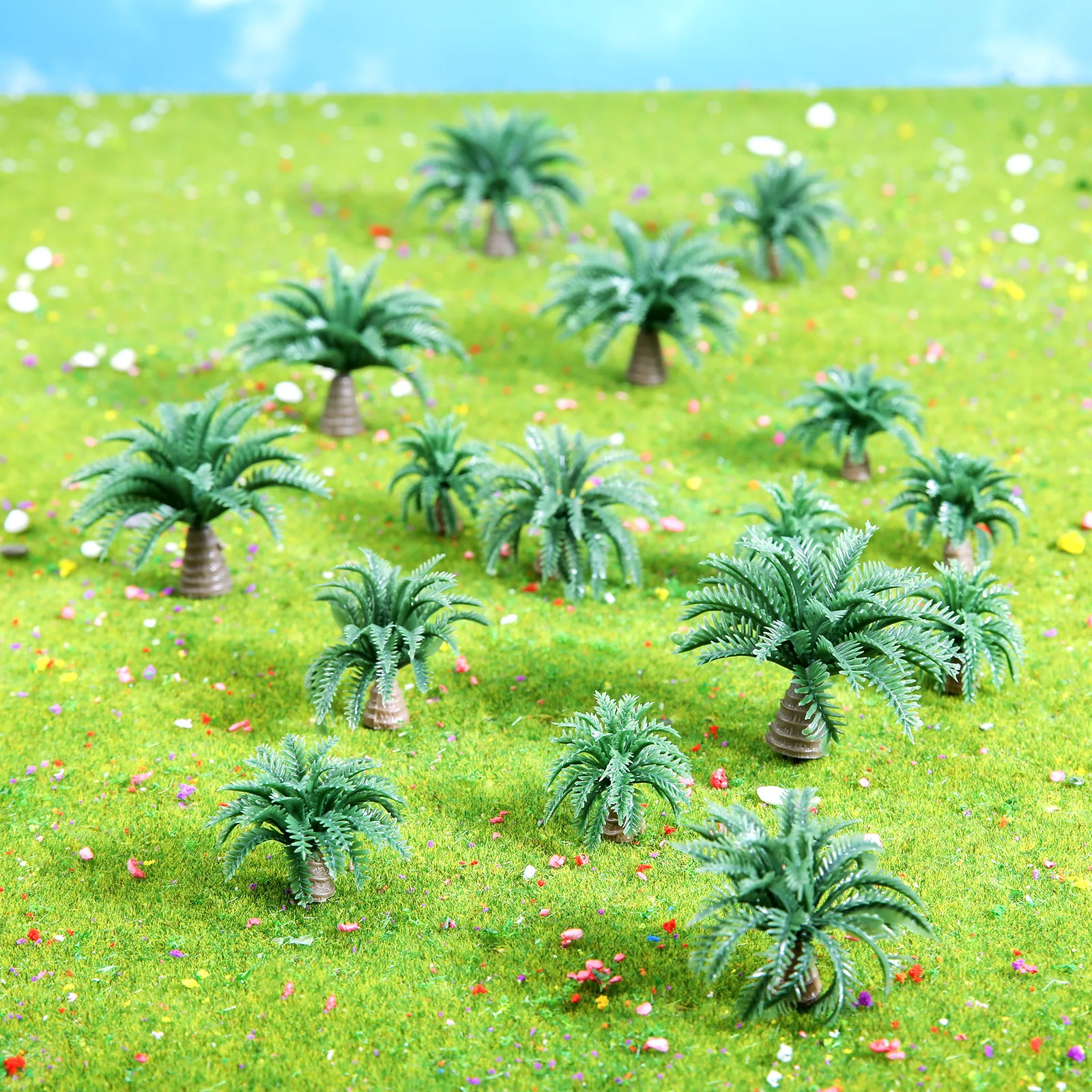 20Pcs Artificial Mini Coconut Palm Model Resin Layout Rainforest Diorama Railway Architecture Landscape Scenery Sand Table Craft