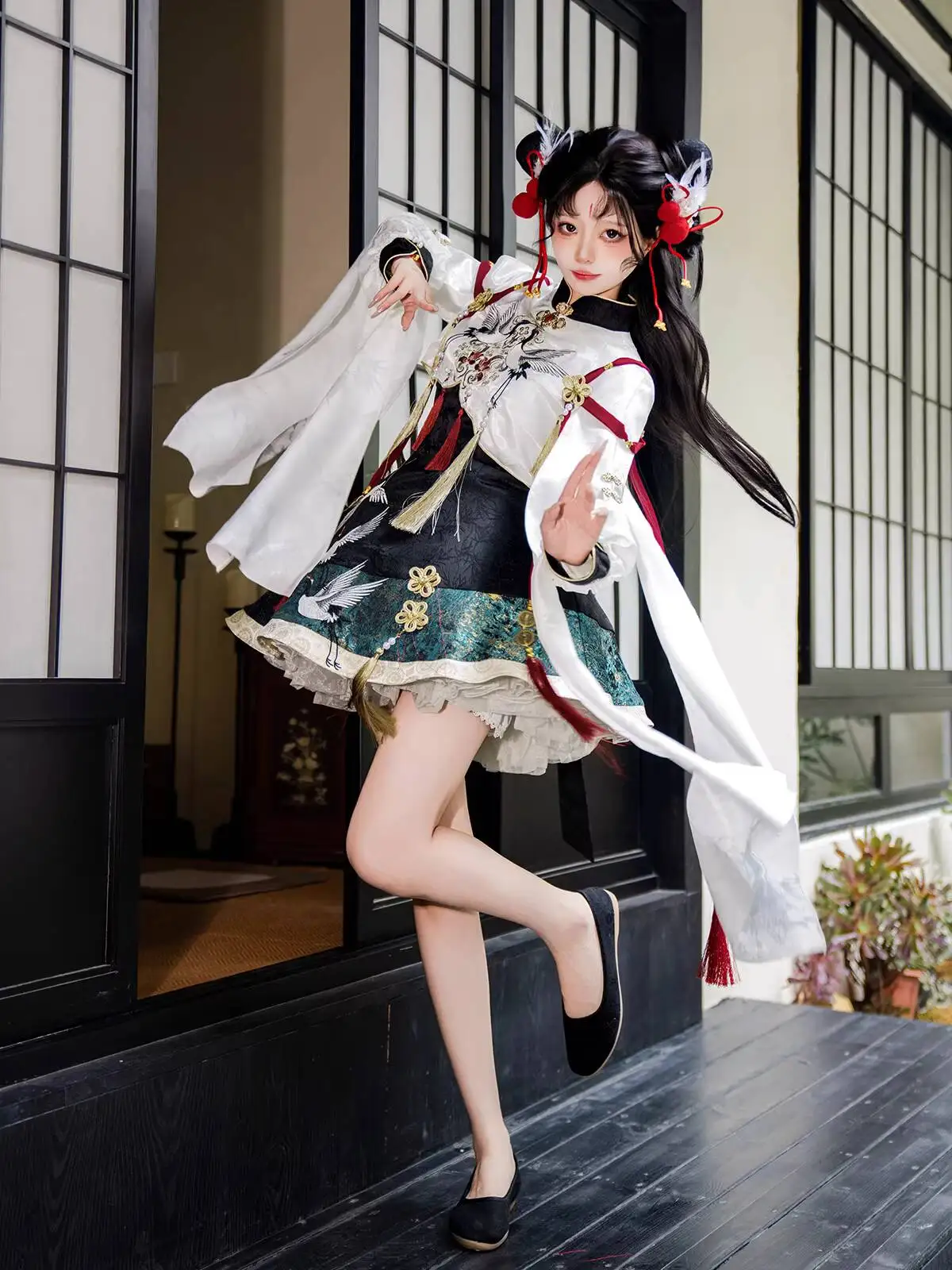 Chinese Hanfu Style Crane Immortal Chinese Style Lolita Hanfu Element New Chinese Style Jacket Dress Set For Women - view 2