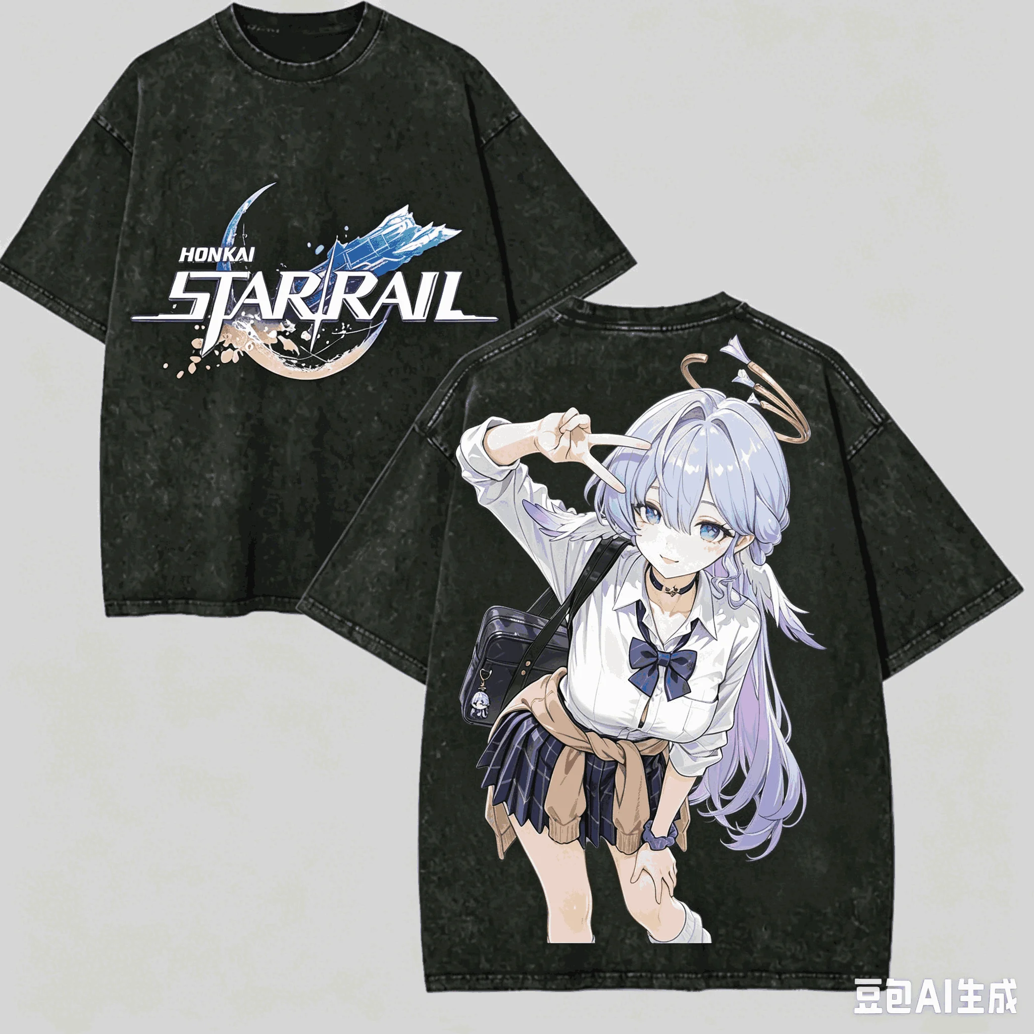 Honkai Star Rail Washed T shirt Anime Lovr Harajuku New Model Oversized Vintage Loose Unisex Vintage Loose Retro Fashion Classic