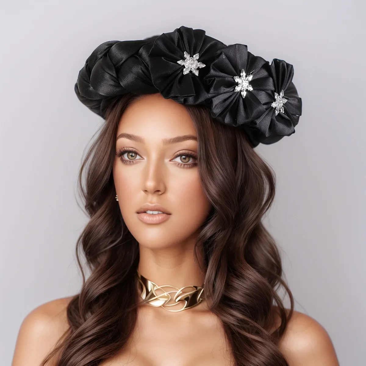 

Big Braids Flower Headband African Satin Turban Cap for Women Nigeria Wedding Party Headpiece Female Headband Head Wrap Turbante