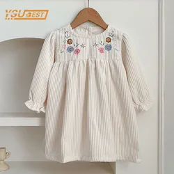 Spring Autumn Kids Baby Girls Long Sleeve Sweet Embroider Princess Dress Casual Baby Girls Dress Children Clothes Dress