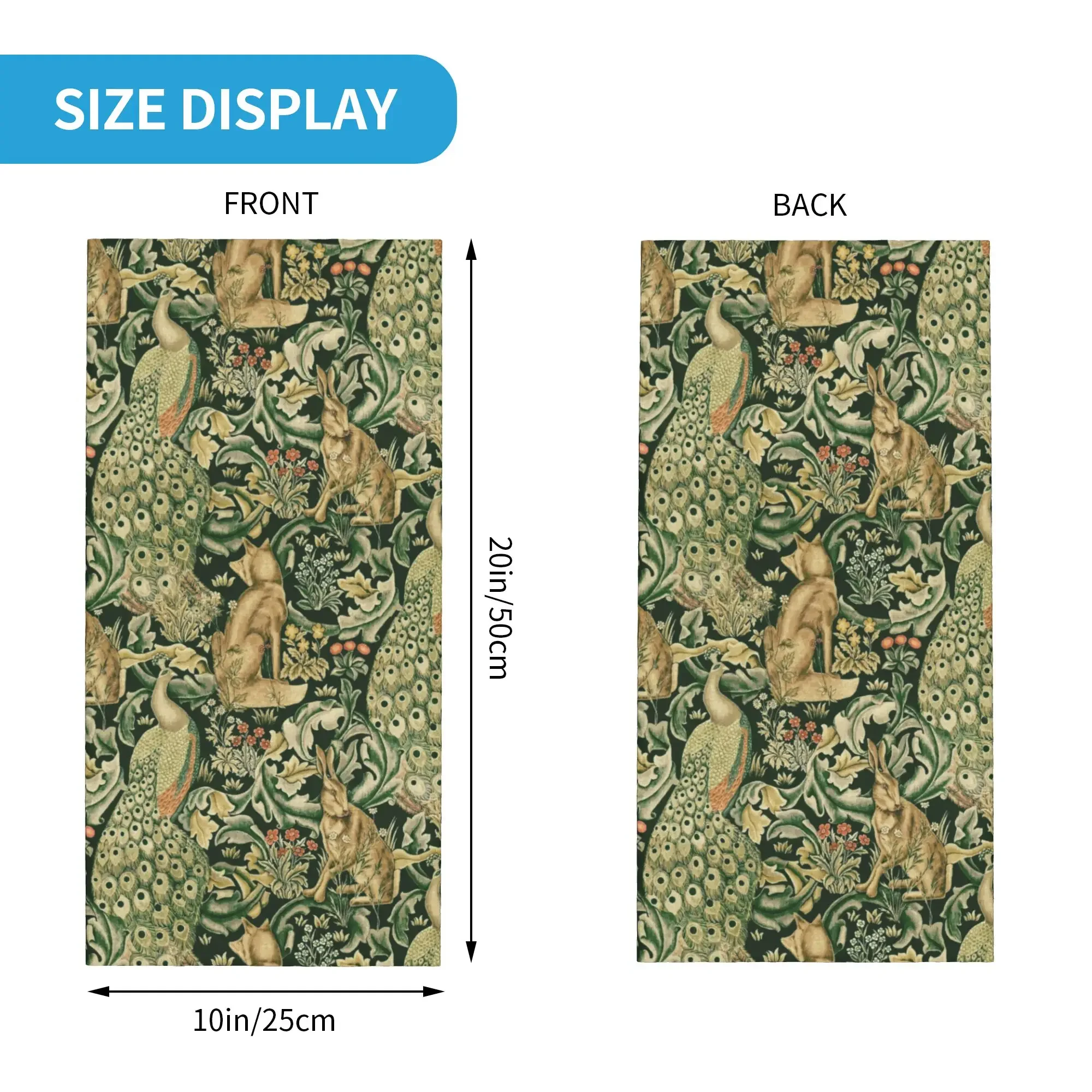 Customization Peacocks And Fox By William Morris Neck Gaiter Windproof Winter Forest Animals Textile Pattern Bandana Scarf For H