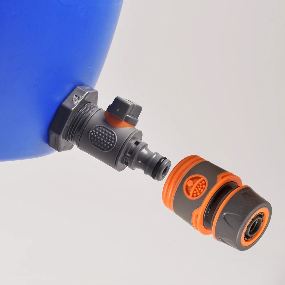 1 Set Durable PVC IBC Adapter Kit with Shut Off Ball Valve16mm Quick Nipple Connector for Rain Barrel Aquarium Garden Irrigation