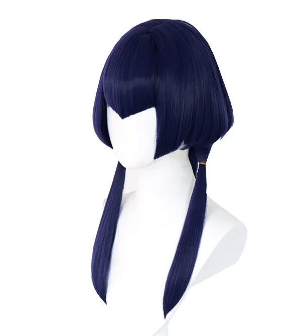 Genshin Impact Sumeru Candace Cosplay Wig 45cm Long Dark Blue Synthetic Hair