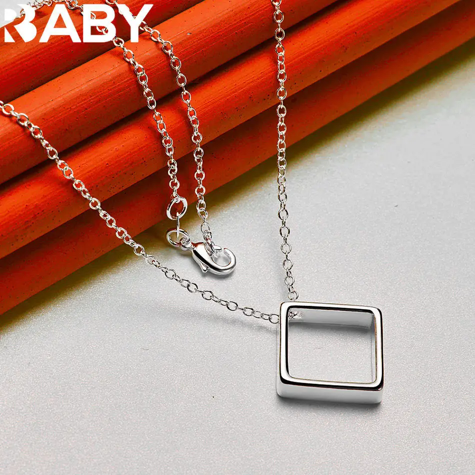 URBABY 40-75 cm 925 en argent Sterling carré pendentif collier pour femmes hommes charme tendance cadeaux d'anniversaire mode fête