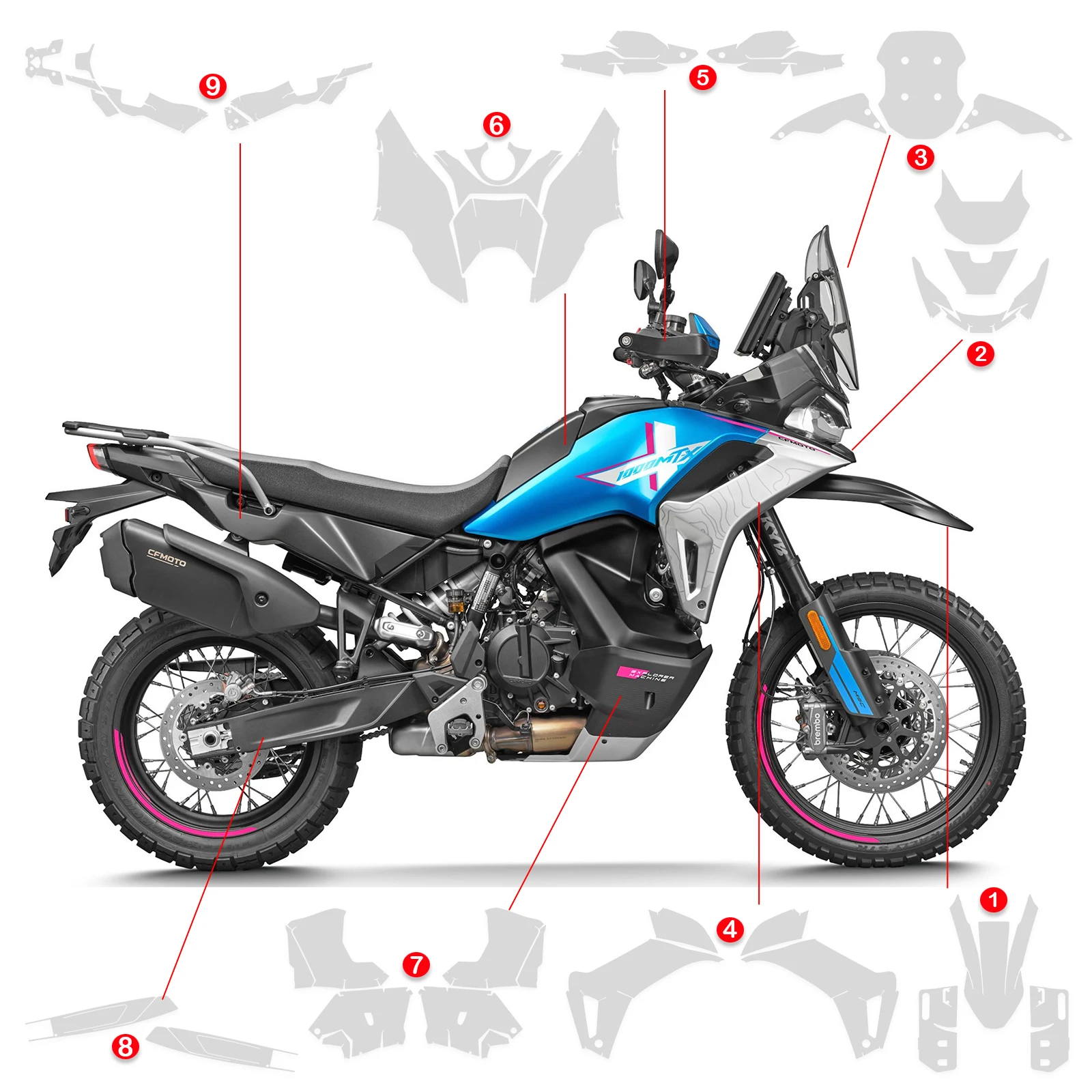 For CFMOTO 1000 MT-X 1000 MTX 2026 Motorcycle PPF TPU Protective Film Full Body Paint Protection Scratch Resistant Kit