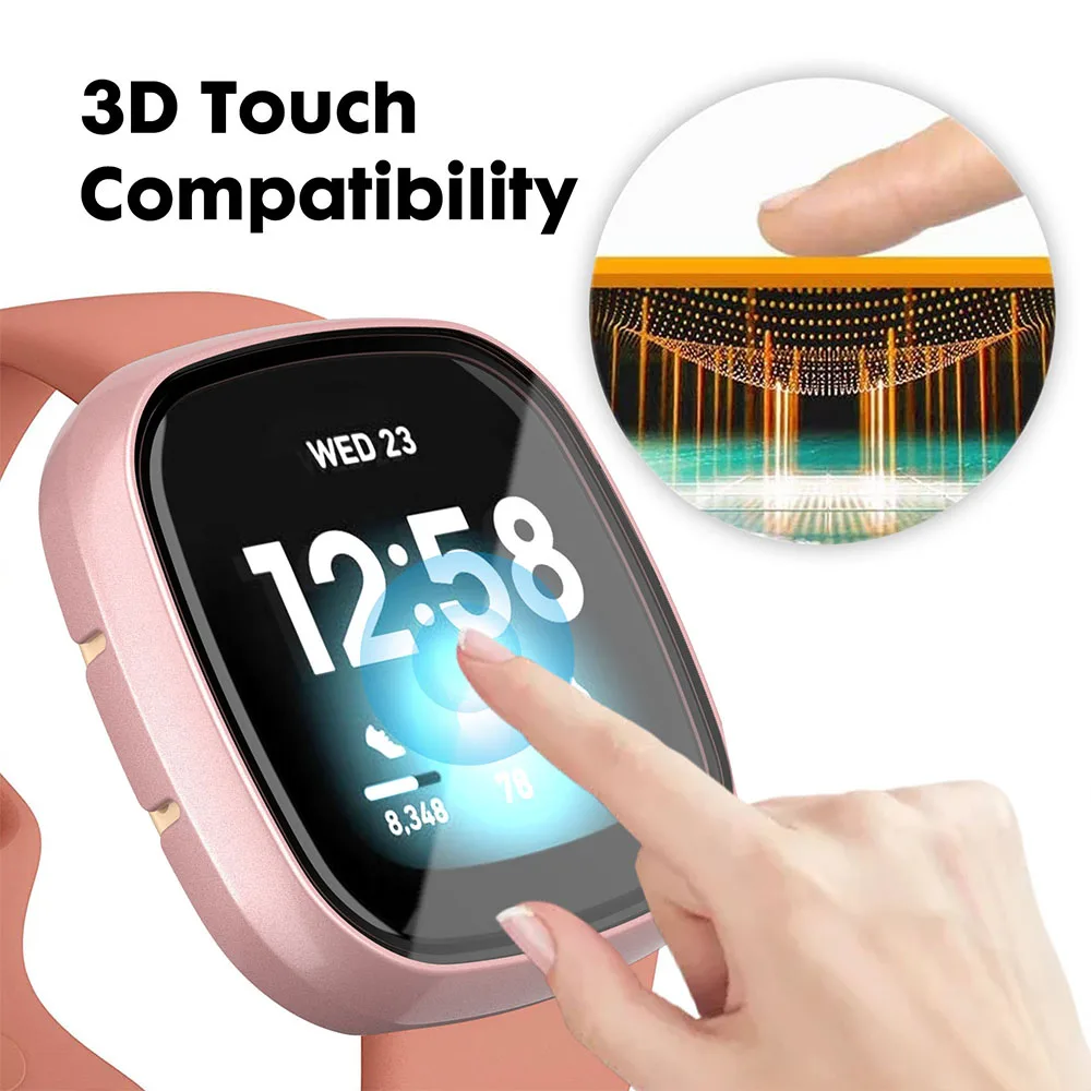 Compatible with Fitbit Versa 3 Case with Screen Protector, Full Coverage Anti-Scratch Screen Protector Matte Protective Case