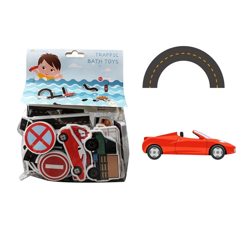 Baby Bathroom Toys Foam Educational DIY Cute Water Puzzle for Early Learning Boys Girls Car Track
