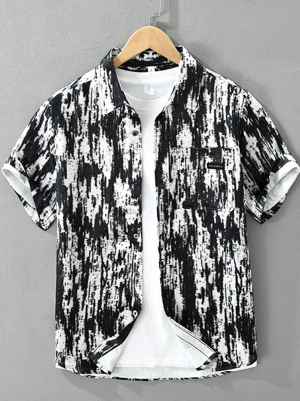

Mixed Short Sleeve Casual Shirt Men's Summer New Thin Breathable Loose Fit Street Style Printed Casual Shirt