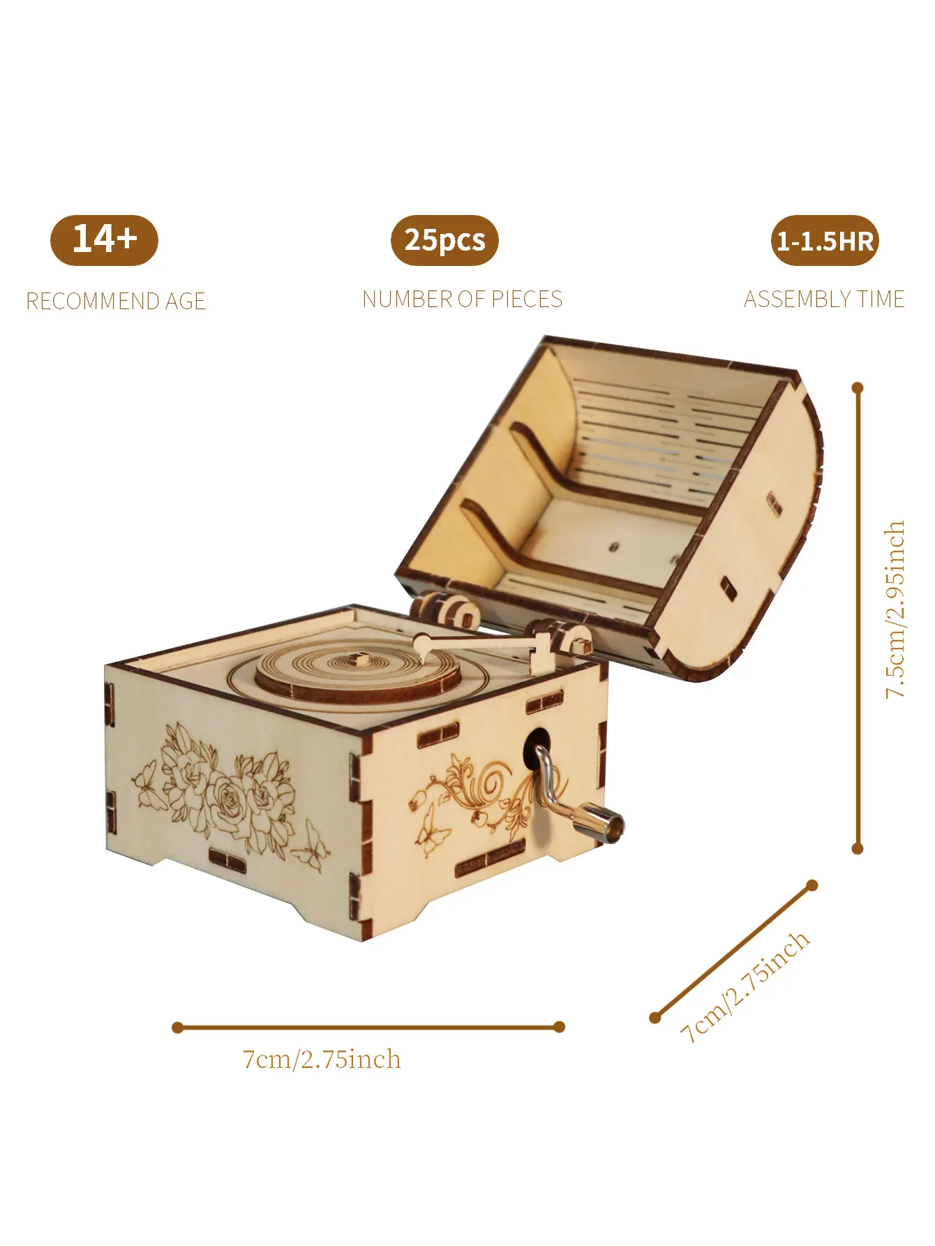 لغز خشبي ثلاثي الأبعاد صندوق تشغيل الموسيقى الكنز اليدوي أنت بلدي أشعة الشمس مجموعة نماذج تجميع يدوية للعطلات وأعياد الميلاد وهدايا عيد الميلاد #5