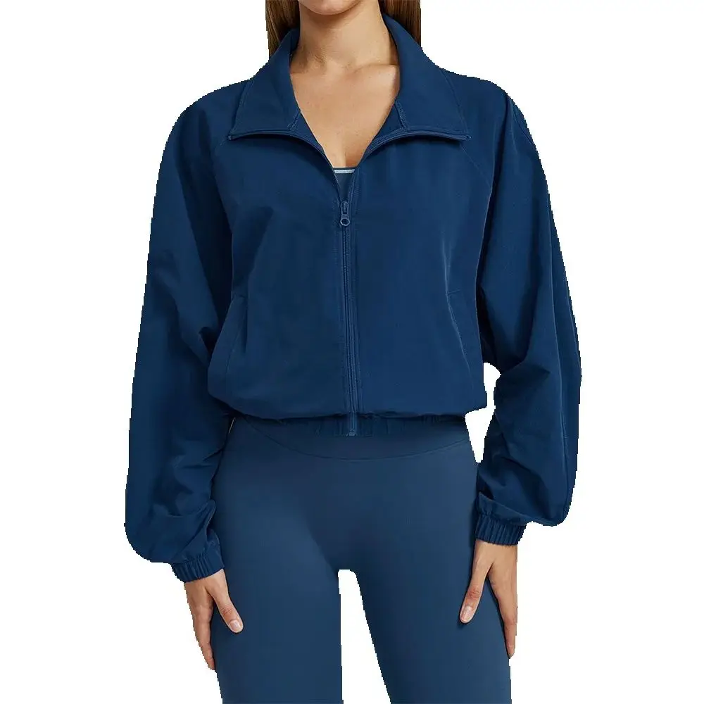 

Long Sleeve Yoga Jacket New Quick Drying Sports Jacket with Lift Neck for Women Top with Zipper Windproof for Outdoor Running Fi