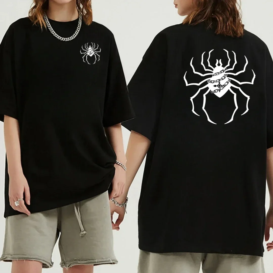 Y2k Spider Print T-shirt Pure Cotton Men's t shirt Casual Street Loose Women's T-shirt vintage graphic t shirts for men