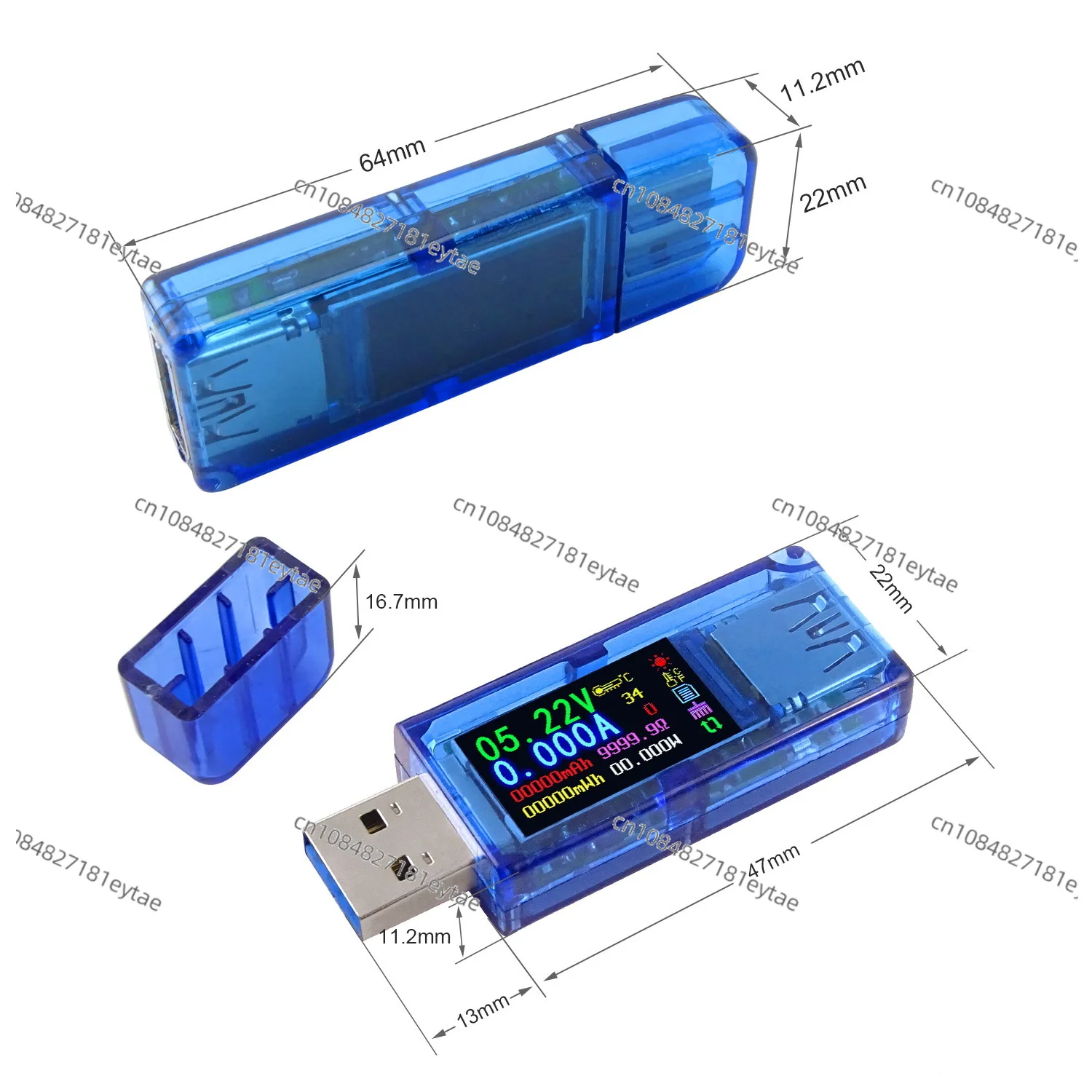AT34 تستر الفولتميتر الرقمي مقياس التيار الكهربائي سعة البطارية شاحن USB أداة الكشف