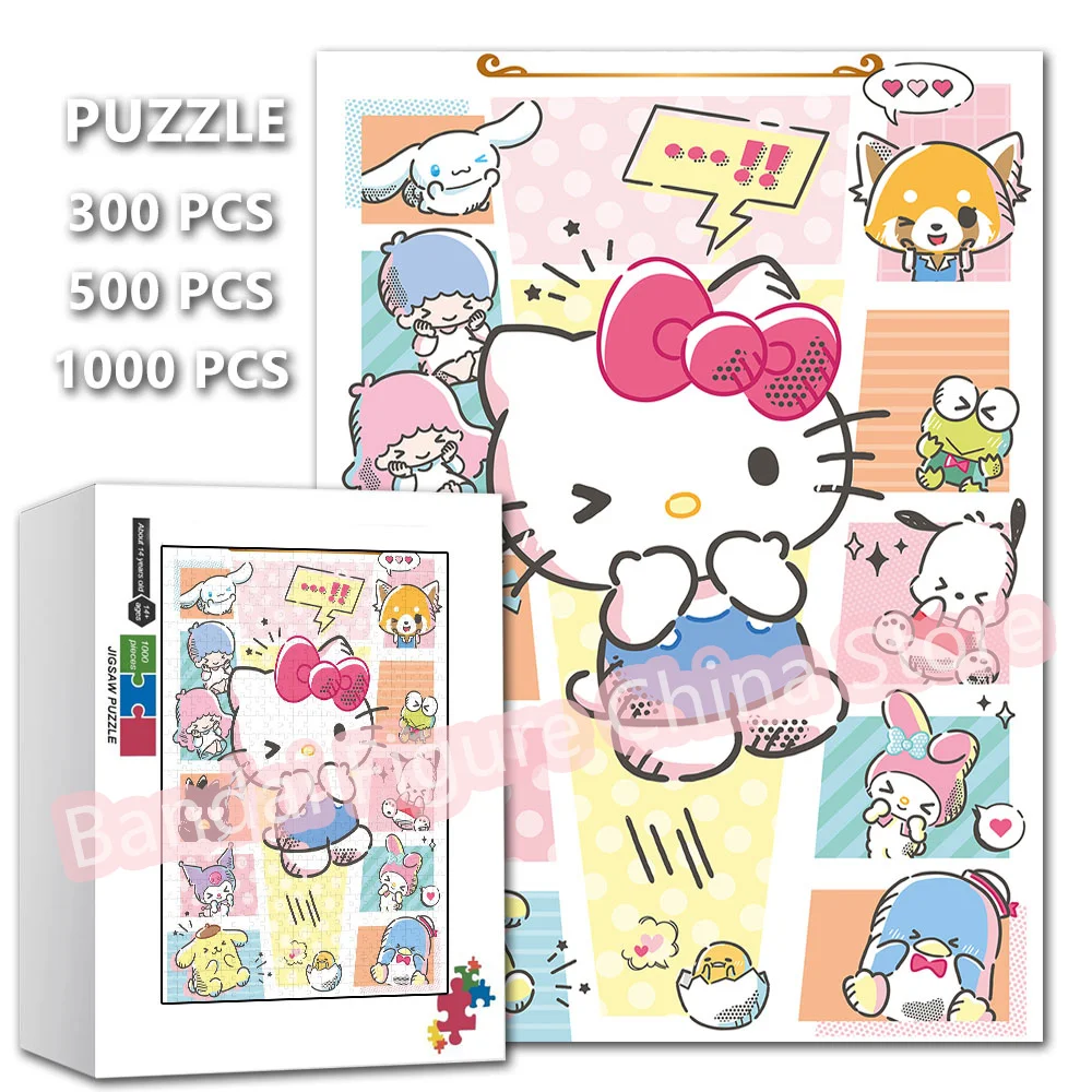 Sanrio Anime Characters Print Puzzle Stress Relief Toy Hellokitty Cinnamoroll Cartoon Jigsaw Puzzle Christmas Birthday Gifts