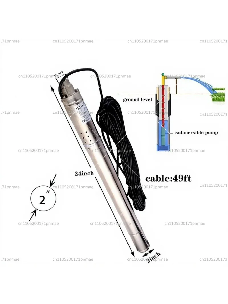 50mm Submersible Deep Well Pump 304 Stainless Steel 1000L/h 2 inch Water Pump
