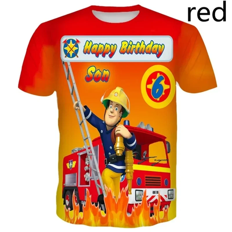 Fireman Sam Rescues T Shirt Kids Boys Short Sleeved Tee Shirts 3D Print Children Safety Education Animation T-Shirt Fashion Tops