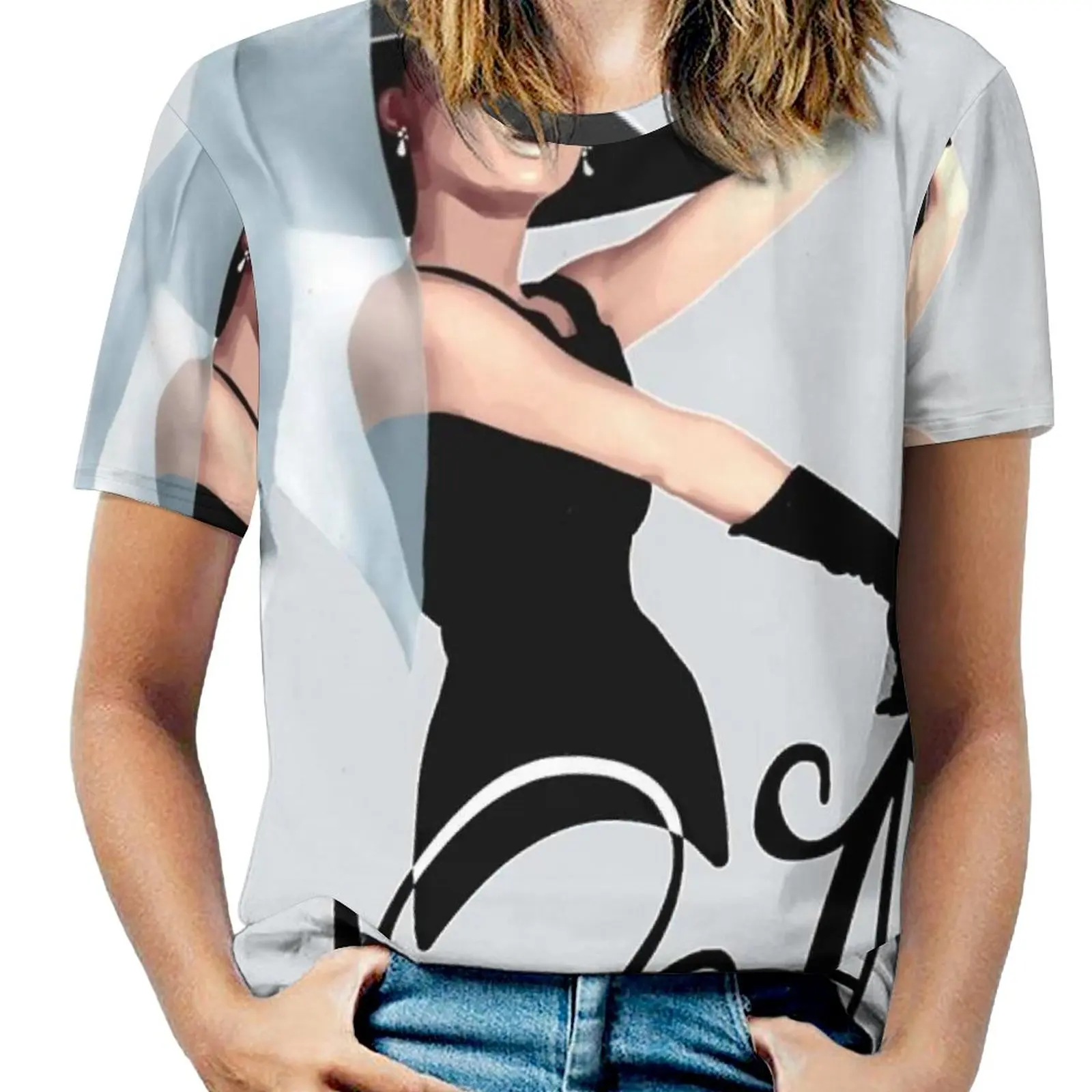 Audrey Hepburn-Little Black Dress Fashion Print Women Ladies Girls T-Shirt Harajuku Round Neck Short Sleeve Tops & Tees