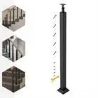 Stair Balusters Post Black Square Metal Stair Railing W/ Flat Banister Column