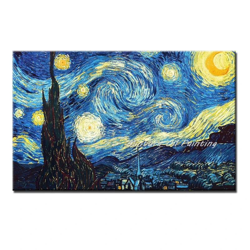 

Mintura Handpainted Vincent van Gogh Famous Oil Painting on Canvas,Wall Art Picture,Impression Starry Sky Poster,Home Decoration