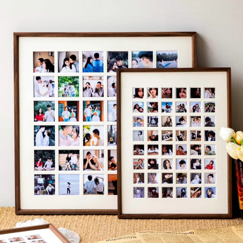 High-grade Photo Frame Display Stand DIY Multi-Grid Couple Black Walnut Big Wall Wedding Picture Frame Home Decor Desktop Gift