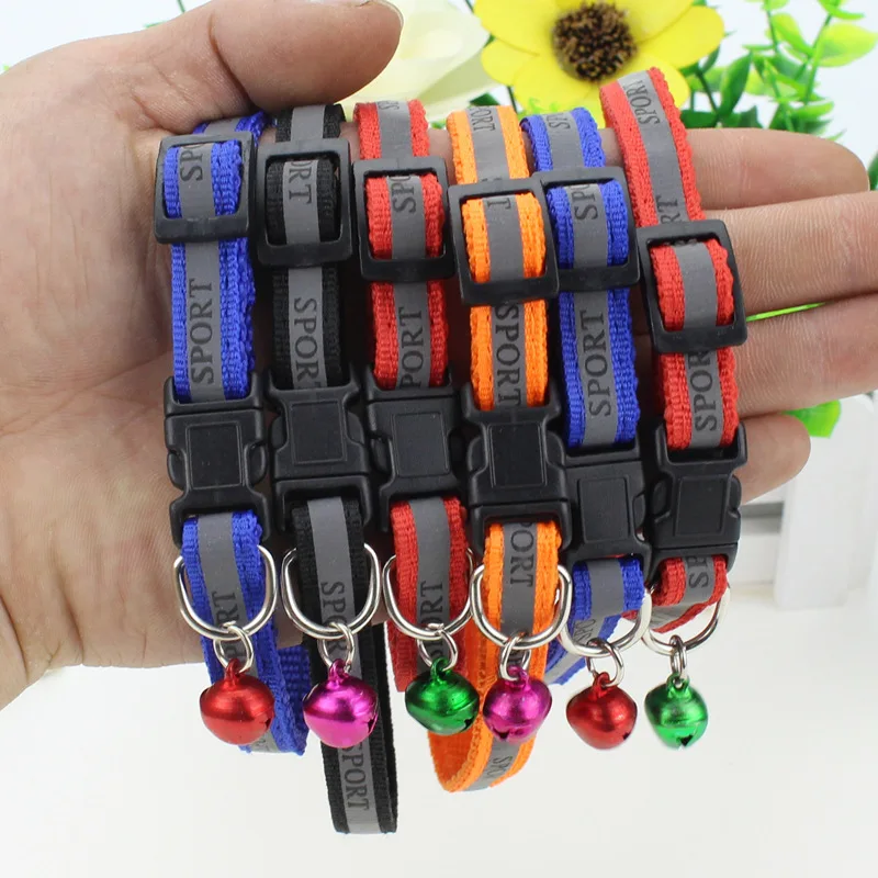 Pet Dog Glowing Collar with Bells 1.0CM Width Pets Reflective Necklace Collar Glow at Night Pet Outdoor Safety Accessories