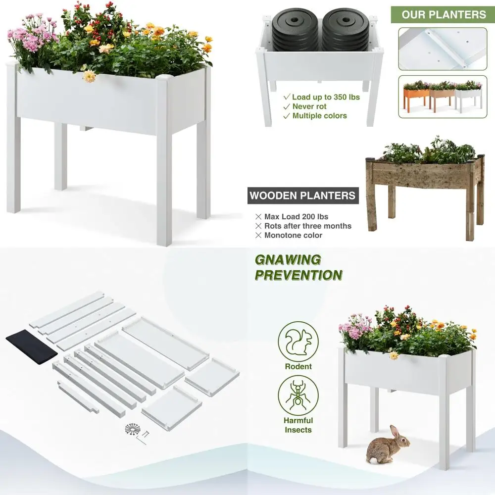 

Elevated Poly Lumber Garden Bed with Legs, Outdoor Backyard and Patio Planter Box, Suitable for Balcony Use