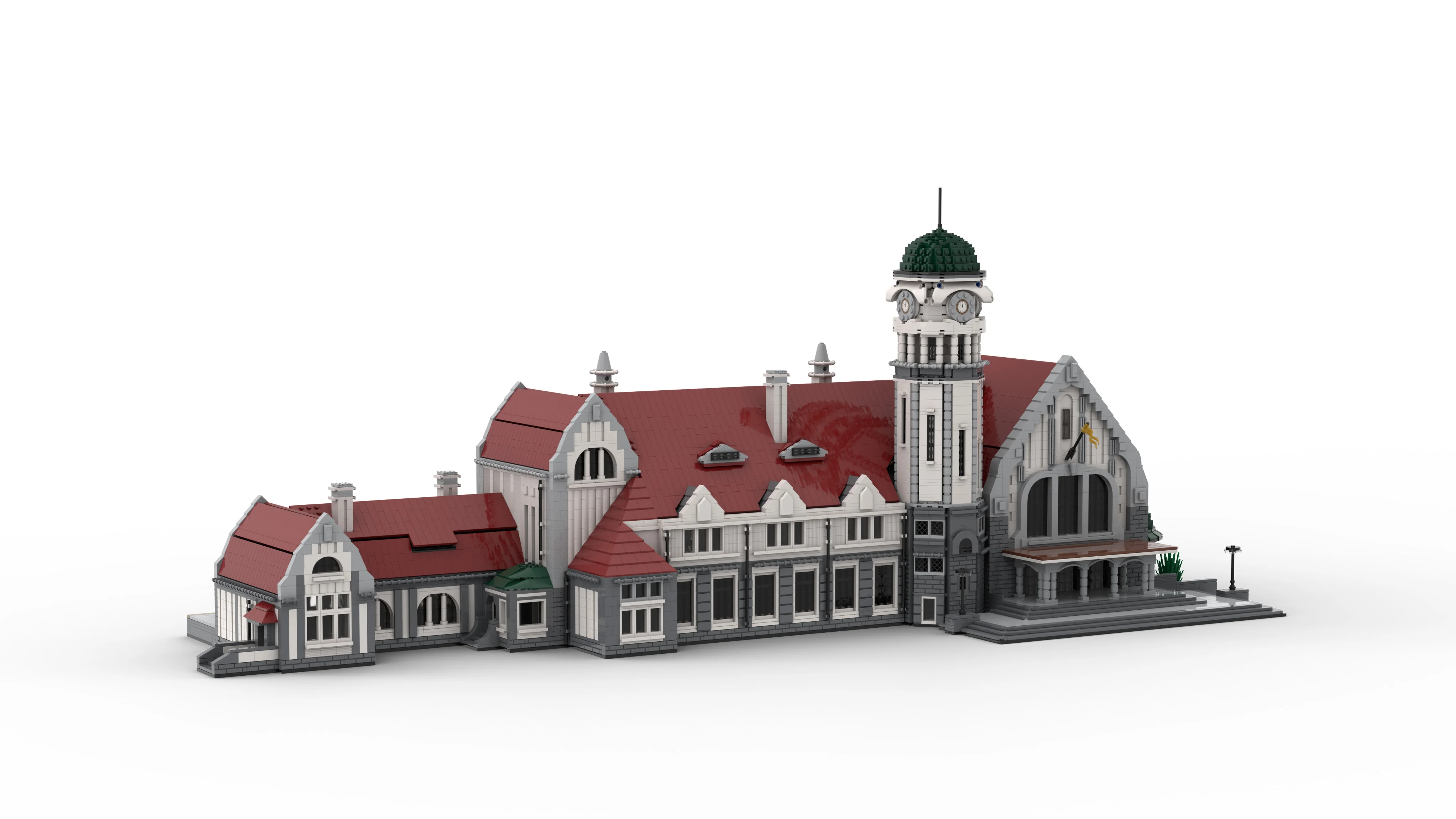 MOC-93444 Modular Street View Jinan Old Railway Station Creative Building Block Street View Model regalo giocattolo per bambini