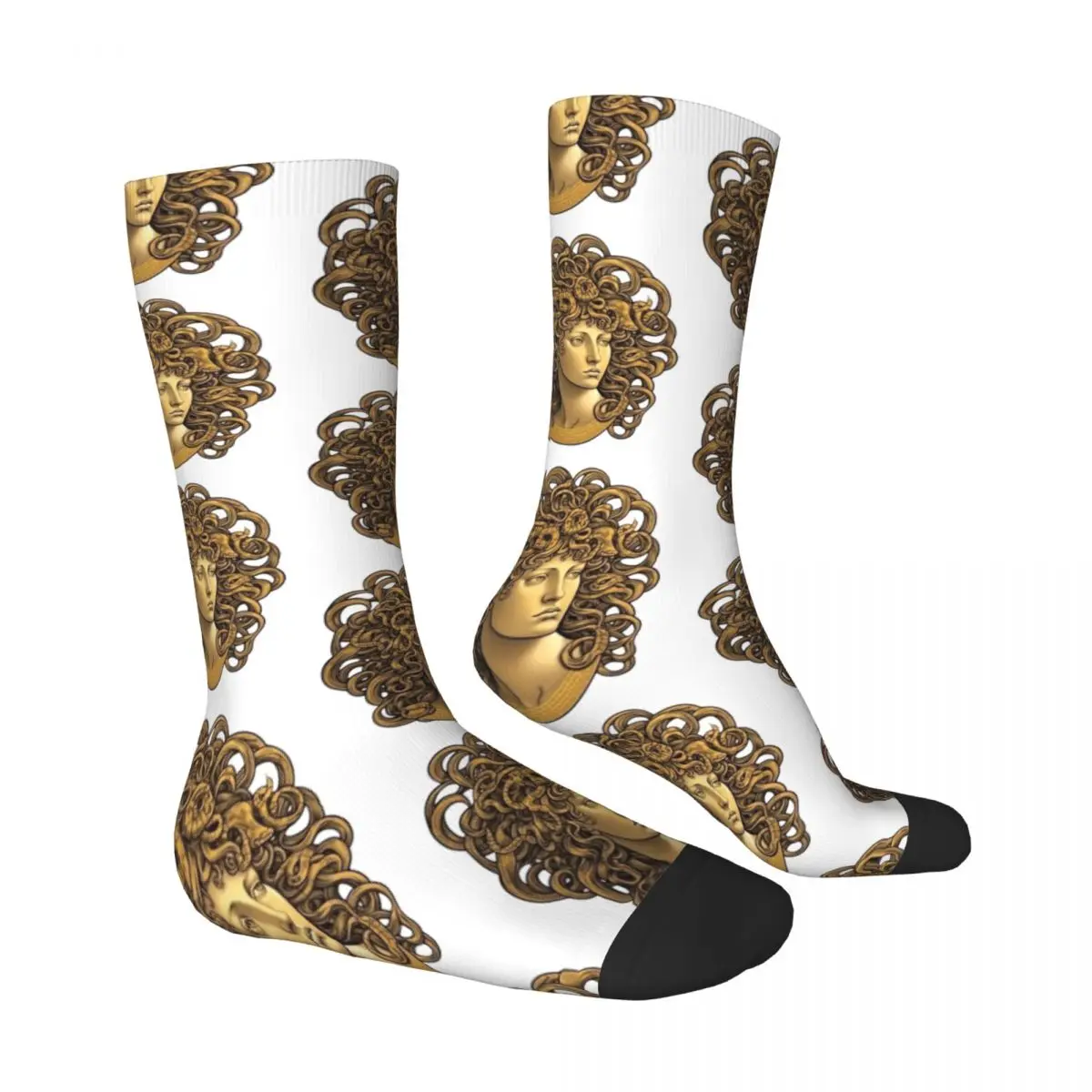 Gold Medusa Greek Mythology Stockings Unisex Men Socks Breathable Funny Socks Autumn Climbing Anti Sweat Design Socks Gift