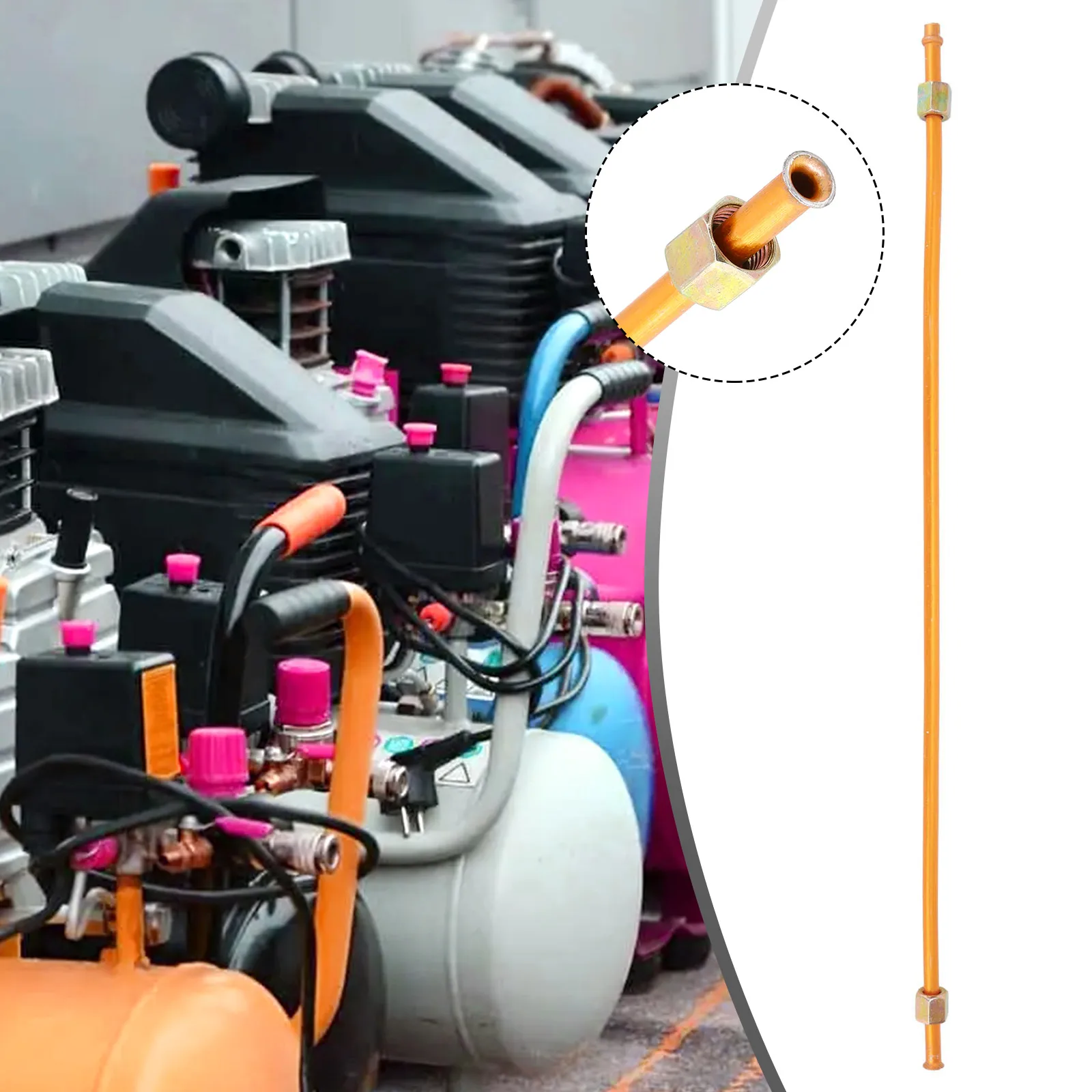 Tubo de escape del compresor de aire, 1 unidad, 9mm, aproximadamente 400mm/15,75 pulgadas, boca de campana, cobre, G1/8, boca perforadora, aluminio, práctico