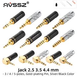 Conector de soldadura de 3,5mm, 4,4mm, 2,5mm, conector de auriculares estéreo recto/angular, 3, 4, 5 polos, TRS, TRRS, TRRRS, repuesto de reparación de auriculares