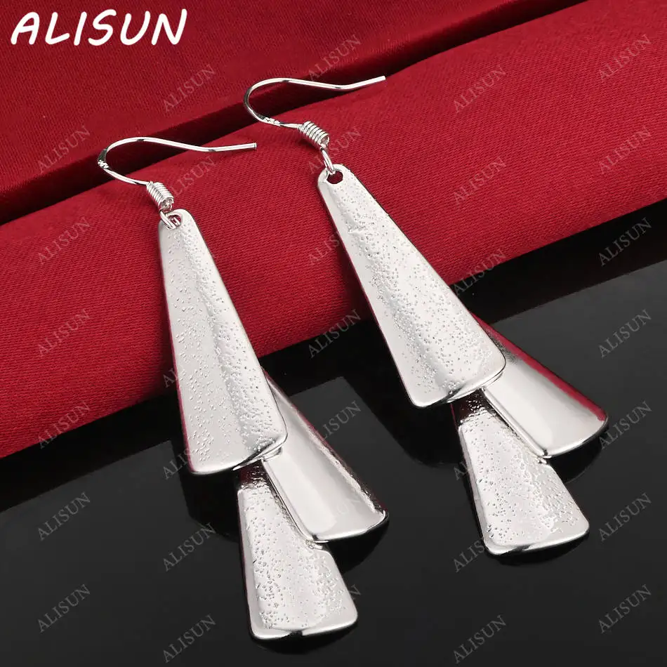 

ALISUN 925 Sterling Silver Triple Stack Earrings Drop Earrings Fashion Jewelry Charm Grace Noble Wedding Accessories