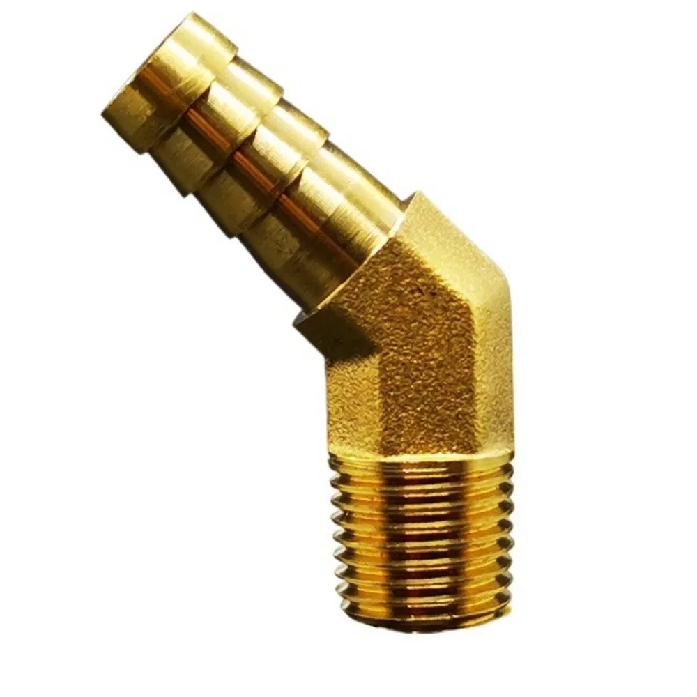 

1/8 дюйма 1/4 дюйма 1/2 дюйма BSP «папа» превращается на 8, 10, 12, 20 мм шланг с зазубринами, хвостовой латунный коленчатый фитинг 45 градусов, соединитель для дома и сада