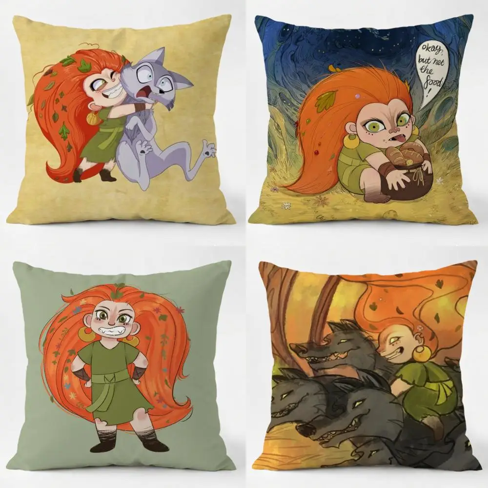 Ireland W-Wolfwalkers Cushion Cover Daily Washable Linen Pillowcase Soft  for Sofa Bed Home Room Decor