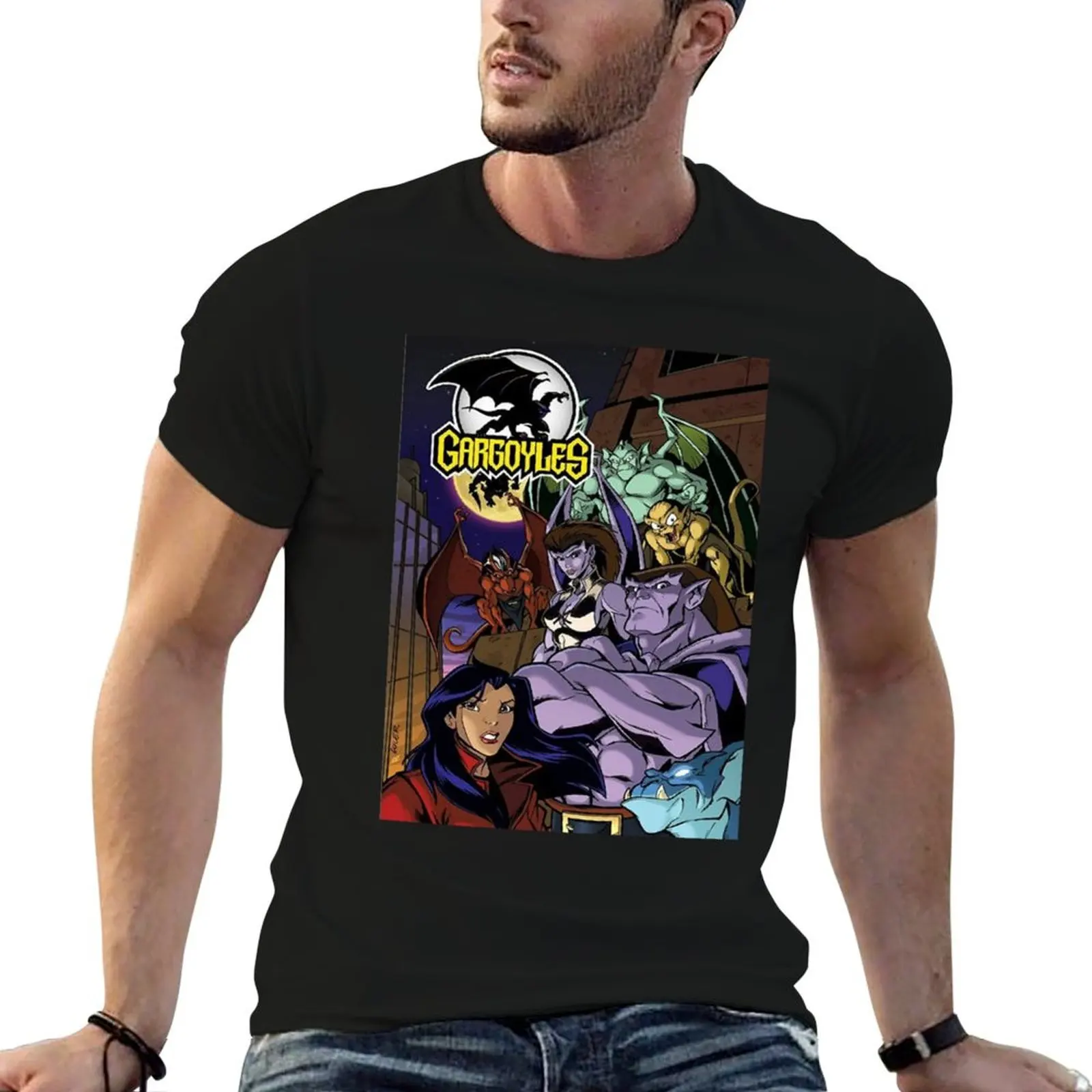 Camiseta Gárgolas TV Show Cartoon Goliath David Xanatos de los años 90, camiseta para hombre, camisetas gráficas 100 por ciento algodón para hombre, camiseta