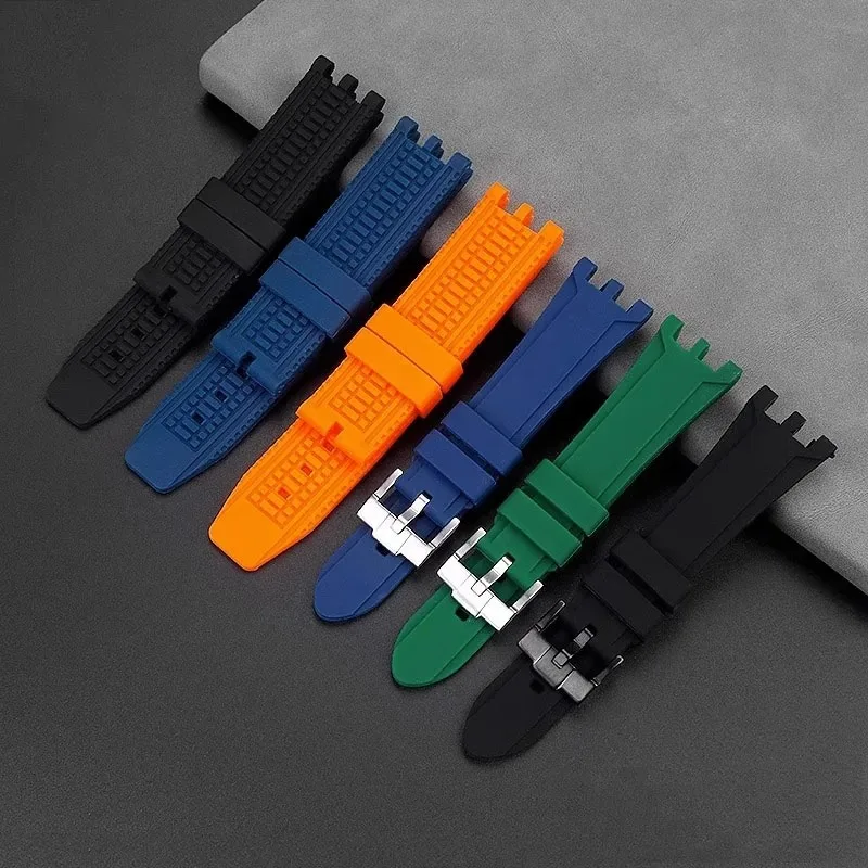 حزام ساعة سيليكون لفيرساشي V-RACE المزدوج سلسلة مقعرة محدبة ساعة مطاطية الفرقة اكسسوارات 24 مللي متر الرجال سوار مقاوم للماء