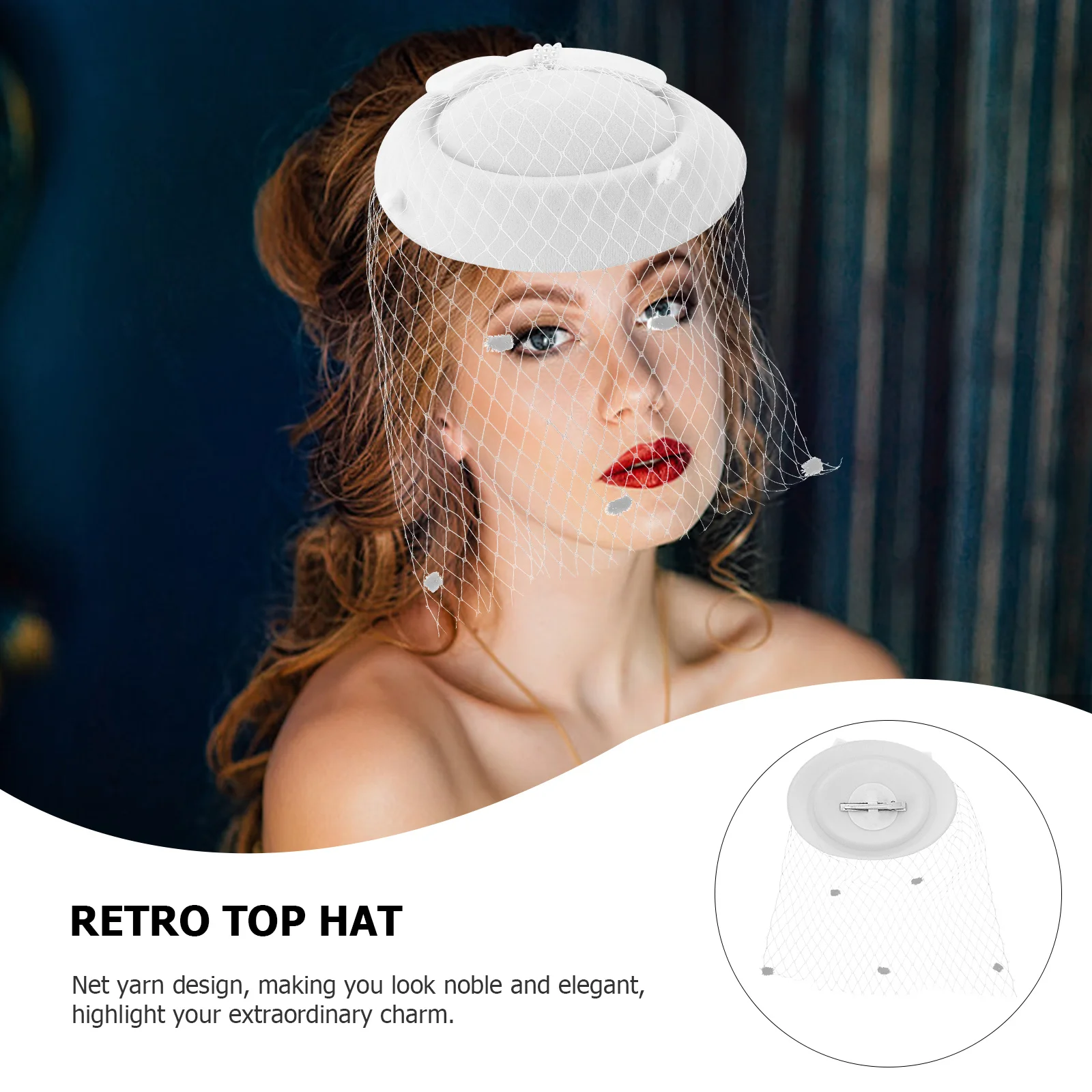 مجموعة واحدة من قبعة علوية كلاسيكية وقفازات من الدانتيل، إكسسوار أنثوي رشيق للتصوير الفوتوغرافي وحفلات الشاي وأحداث الكنيسة