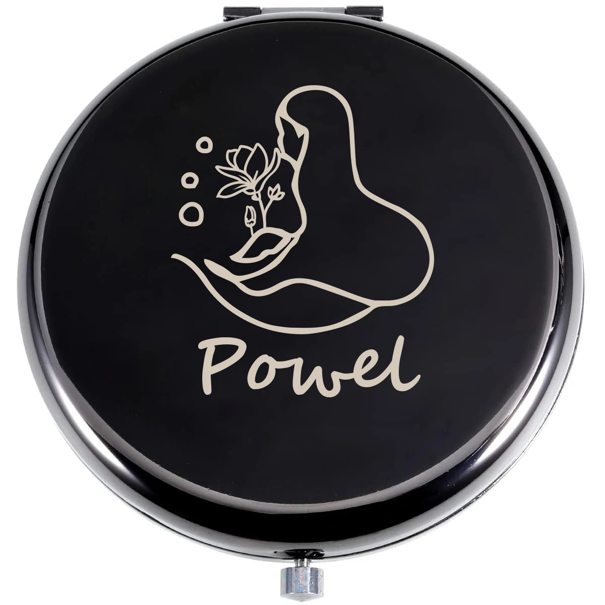 

1pc flowers woman New Design Old Engraving Custom Name Makeup Mirror Metal Sliver Anniversary gifts