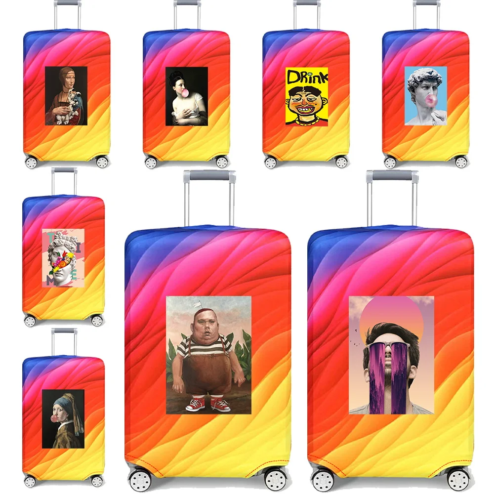 

Luggage Cover Travel Suitcase Protective Cover Funny Pattern Series Dust-Proof Elastic Fabric for 18-32inch Baggage Case