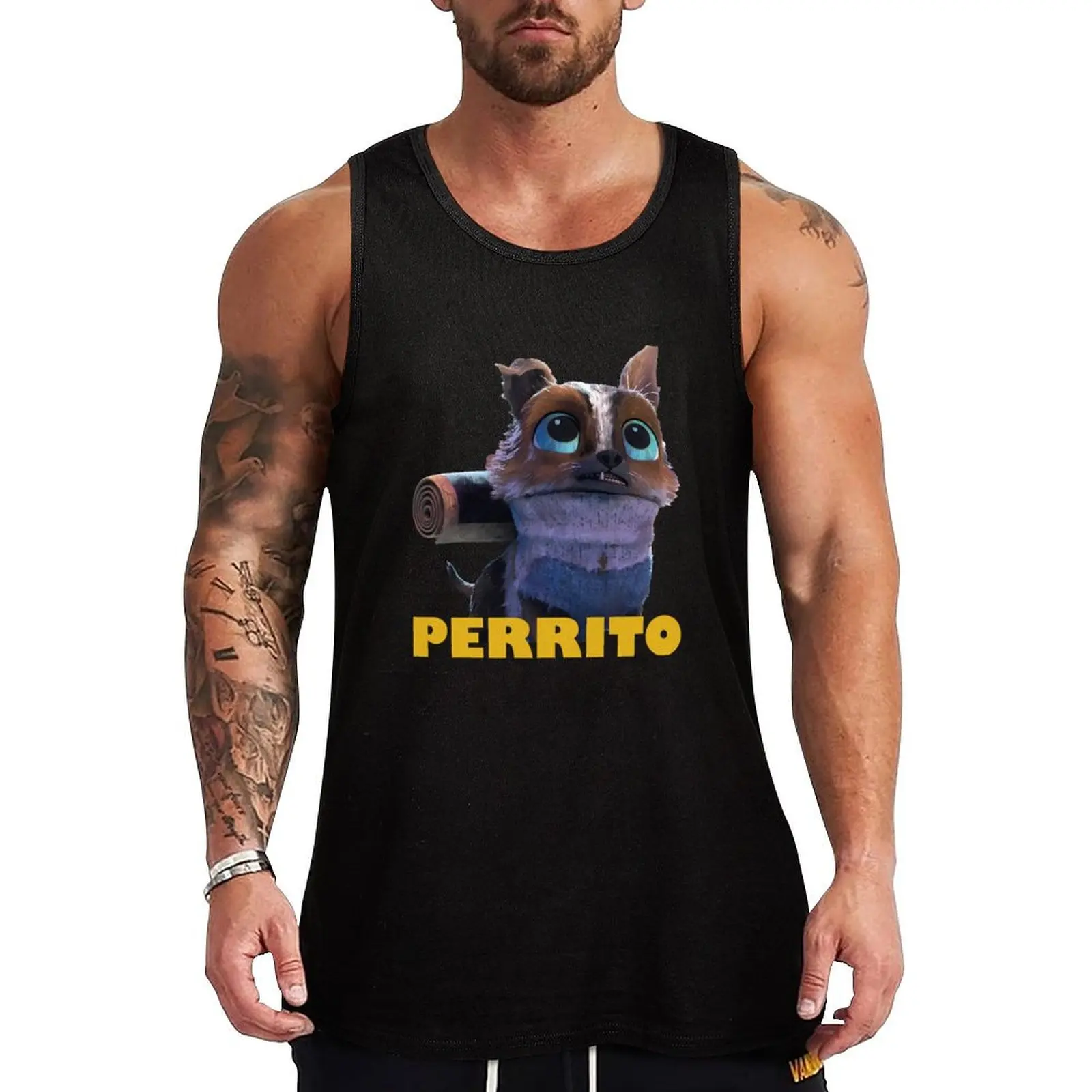 funny Perrito - cute puss in boots Tank Top Men's sleeveless gym shirts Clothing bodybuilding t shirt Men's singlets