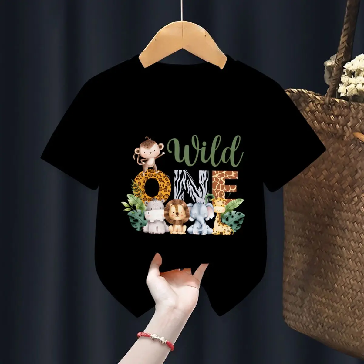 Brother of The Wild One Shirts Siblings Matching Printed T Shirt Boys Birthday Party Shirt Summer Tee Shirt Cartoon Kids Clothes