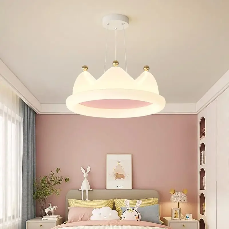 Imagem -03 - Lâmpada do Teto do Quarto Criativo Crown Espectro Completo Proteção para os Olhos Quente Romântico Luz Led para Menino Menina Quarto de Crianças