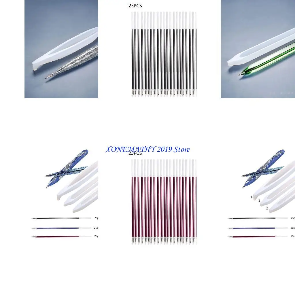 

F42F Pen-shaped Mold Cylindrical Silicone Ballpoint Pen Mold Epoxy Resin Casting Mold for Diy Pen Resin Craft Making