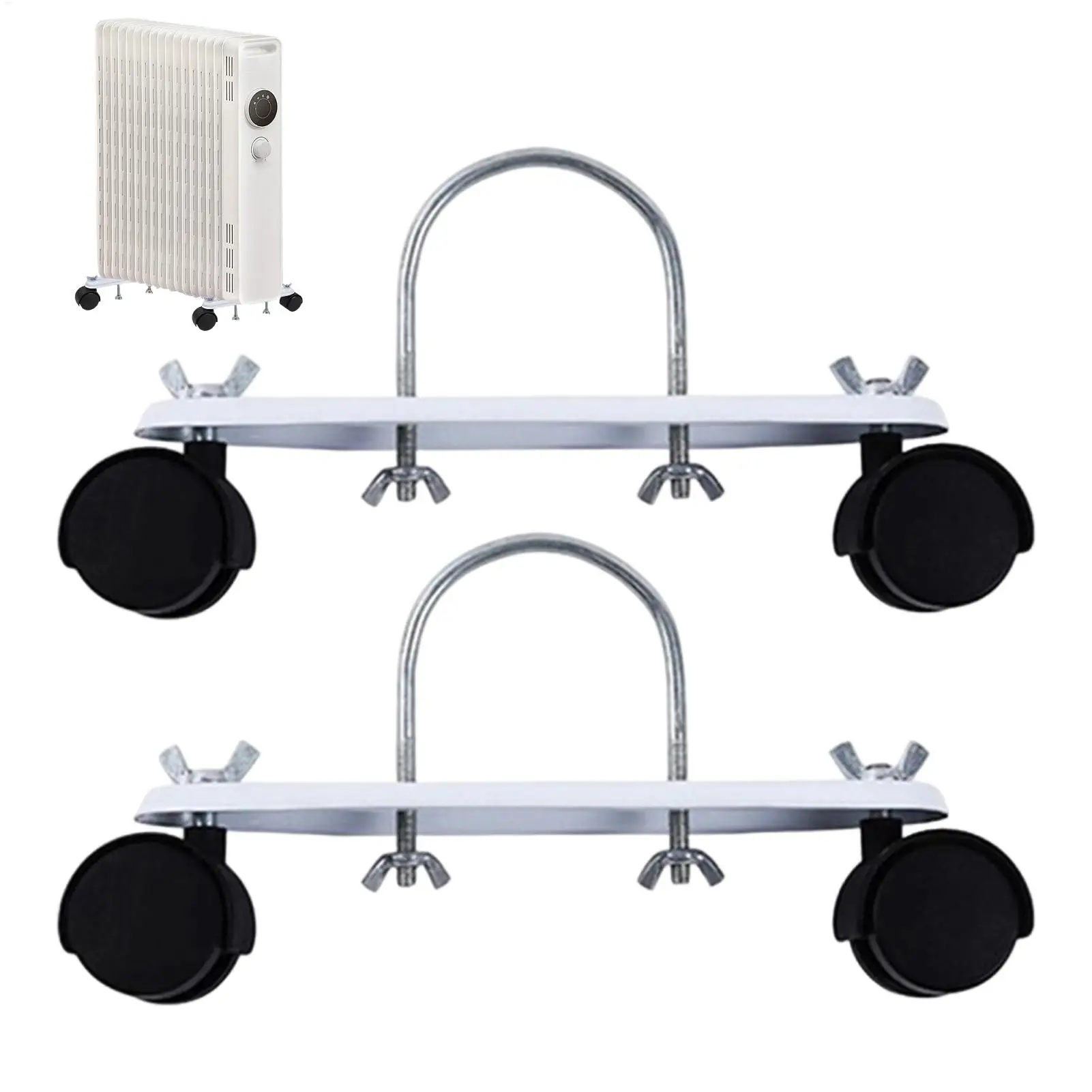 Mobile Pulley Bracket 2 Pieces Electric Heater Frame Base 360 Degree Rotating Oil Heater Accessories for Home Living Room Garage