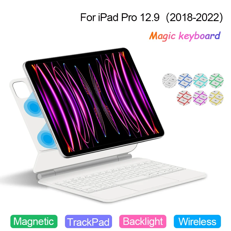 

Folio Magic Keyboard For iPad Pro 12.9 2022 2021 2020 2018 Case Portuguese Spanish French Korean Arabic German Smart Keyboard