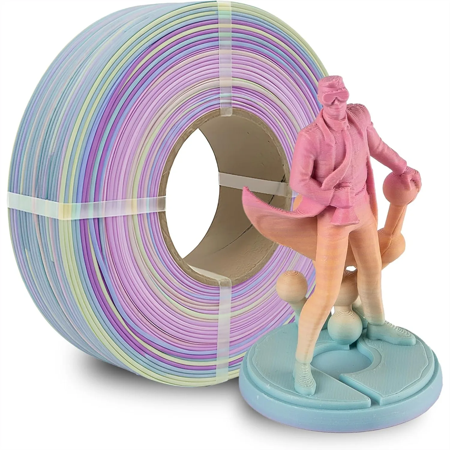 

Gradient Matte Pastel Rainbow PLA 3D Printing Filament Refill 1.75mm 1kg, Low-Waste AMS-Compatible, Tangle-Free Precision